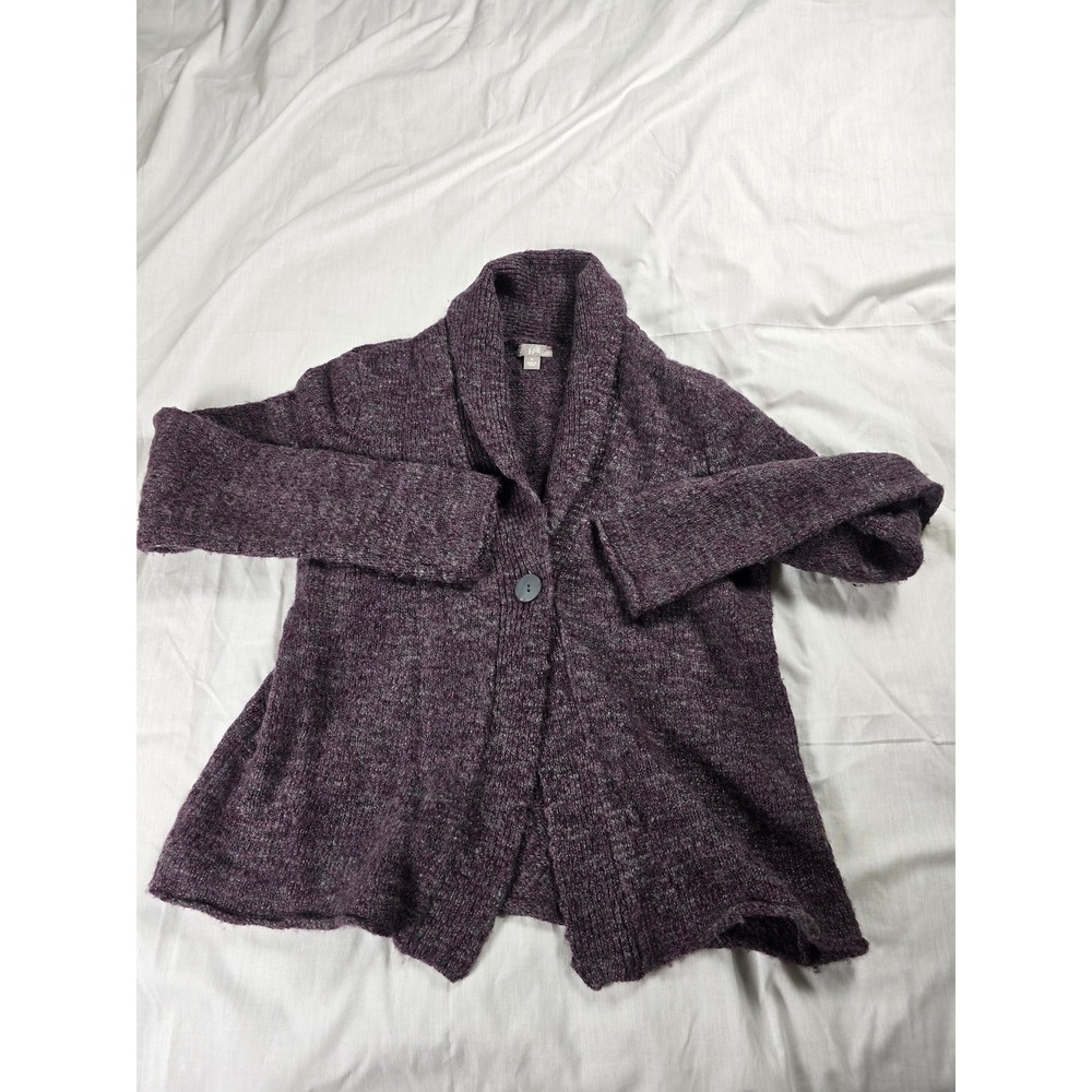 J Jill Cardigan Sweater Womens Small Purple Wool Alpaca‎ Button Front Knit